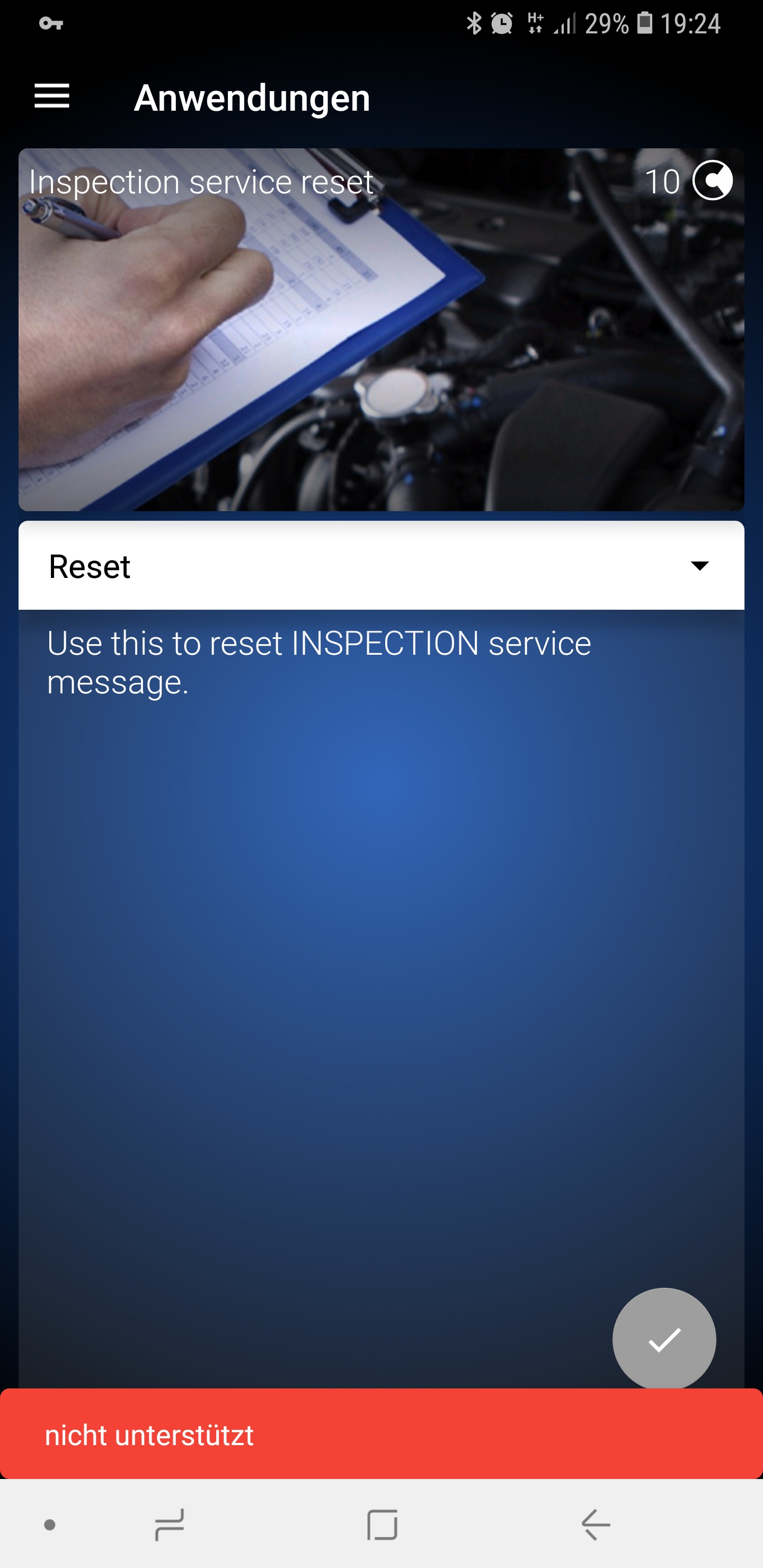 Service reset nicht unterstützt.